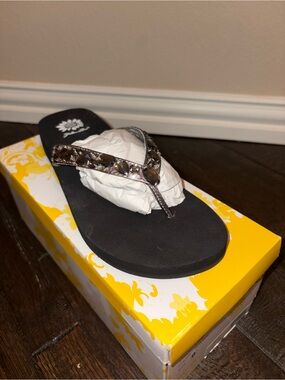 Yellow Box Black and White Jeweled Slip-On Flats Glam flip flops